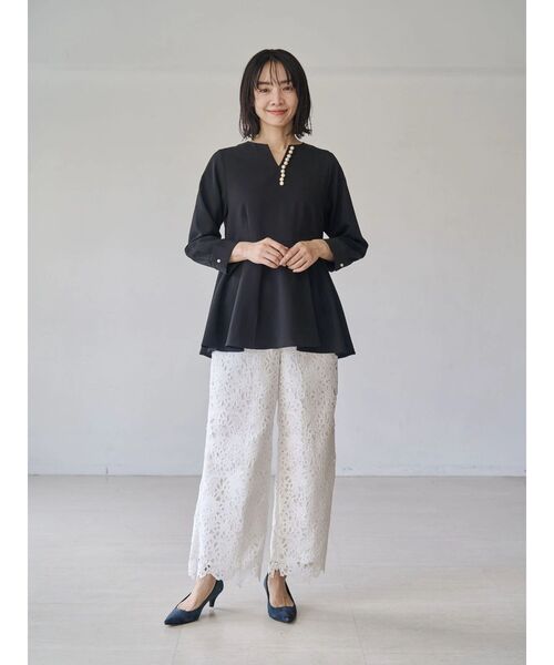 TONAL(トーナル) ブラウス シャツ パールキーネックペプラムブラウス TONAL(トーナル) ブラウス シャツ パールキーネックペプラムブラウス