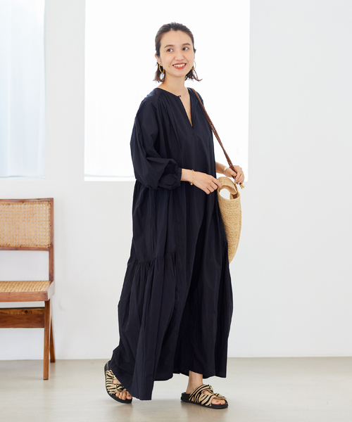 フレームワークYAGOODIDEASGOODNEWS Mサイズ　チャームなし FRAMeWORK（フレームワーク） 7分袖ワンピース 38 チャコールグレー