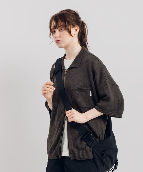 「MUHET」 ニットカーディガン X-LARGE チャコールグレー レディース_画像7