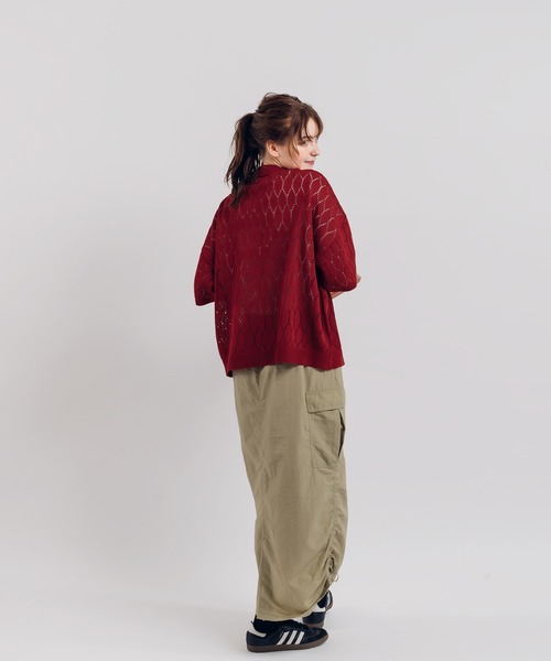 「MUHET」 ニットカーディガン X-LARGE チャコールグレー レディース_画像8