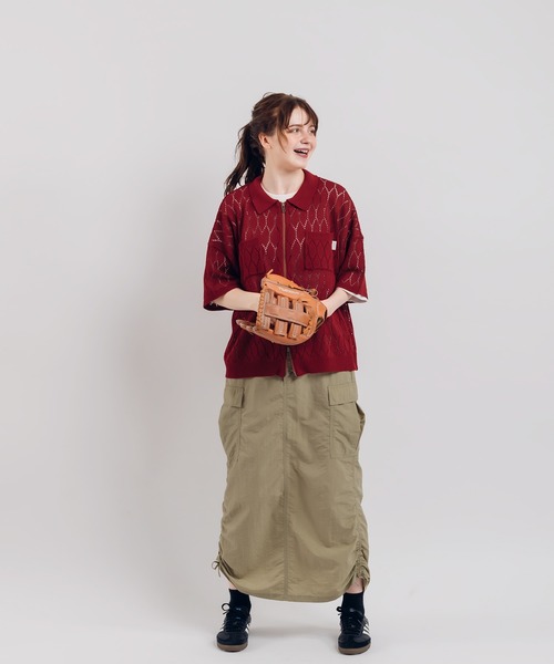 「MUHET」 ニットカーディガン X-LARGE チャコールグレー レディース_画像9