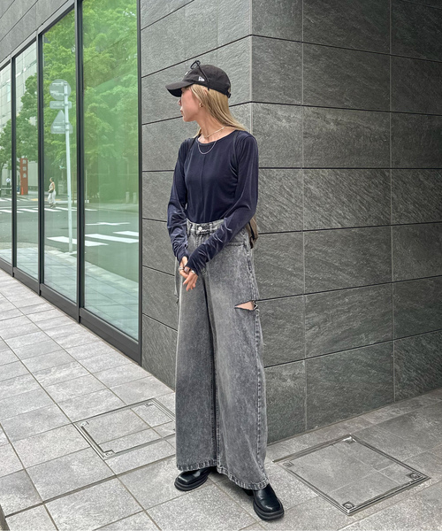 [feepur] трикотажный джемпер с длинным рукавом MEDIUM темно-синий женский 