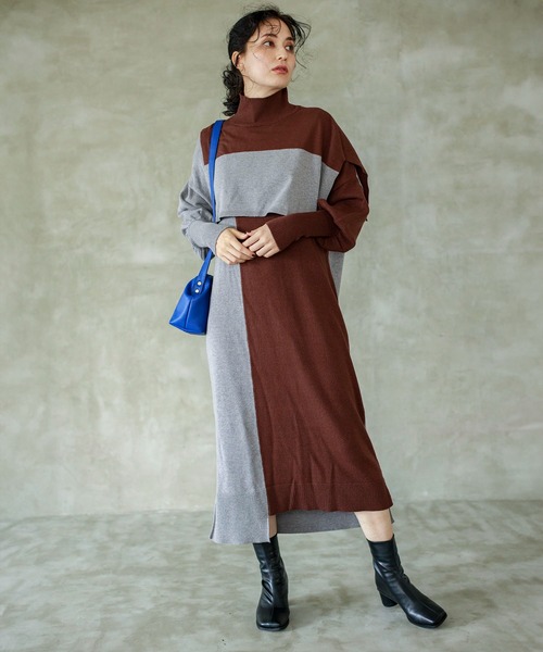 「OSMOSIS」 ニットワンピース ONE SIZE ブラック レディース_画像4