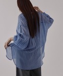 ブラウス シャツ ストライプシアーバンドカラー...の詳細画像4