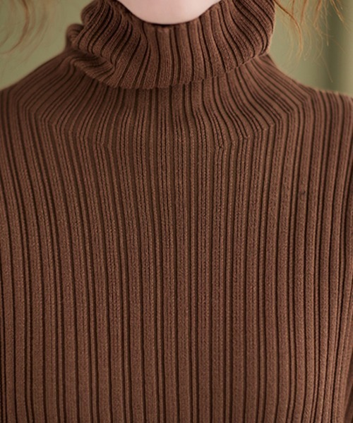 ニット セーター 配色リブタートルネックニット レディース : ZOZOTOWN