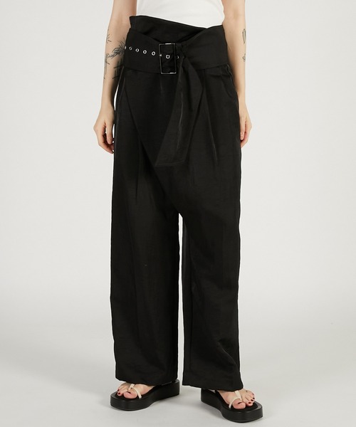 【PRANK PROJECT】ブラックワイドパンツ ジッパー付き PRANK PROJECT（プランクプロジェクト） スラックス パンツ