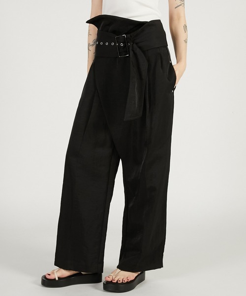 Mサイズ　Simple Project ブラックワイドパンツ SIMPLE PROJECT LOOSE SPLIT STRAIGHT CUT PANTS – Remold Lab
