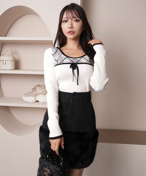 「LIPSERVICE」 長袖ニット FREE アイボリー レディース_画像3