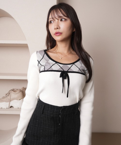 「LIPSERVICE」 長袖ニット FREE アイボリー レディース_画像5