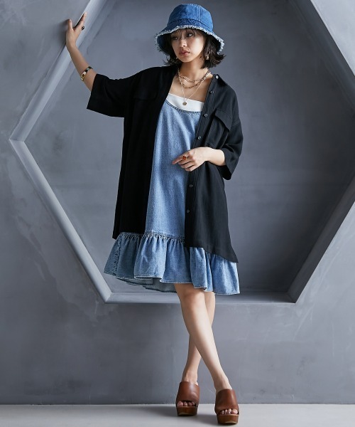 「GEVS.」 キャミソールワンピース LL ブルー レディース_画像2