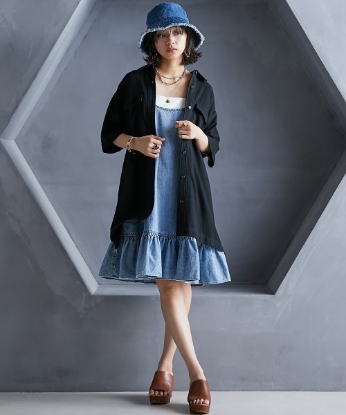 「GEVS.」 キャミソールワンピース LL ブルー レディース_画像4