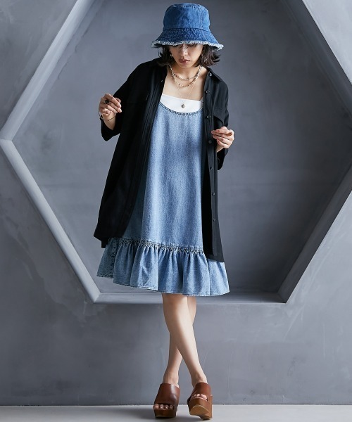 「GEVS.」 キャミソールワンピース LL ブルー レディース_画像5