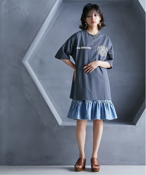 「GEVS.」 キャミソールワンピース LL ブルー レディース_画像6