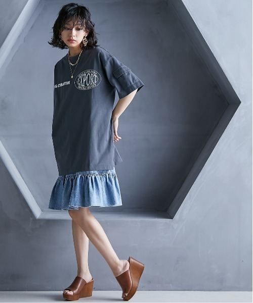 「GEVS.」 キャミソールワンピース LL ブルー レディース_画像8