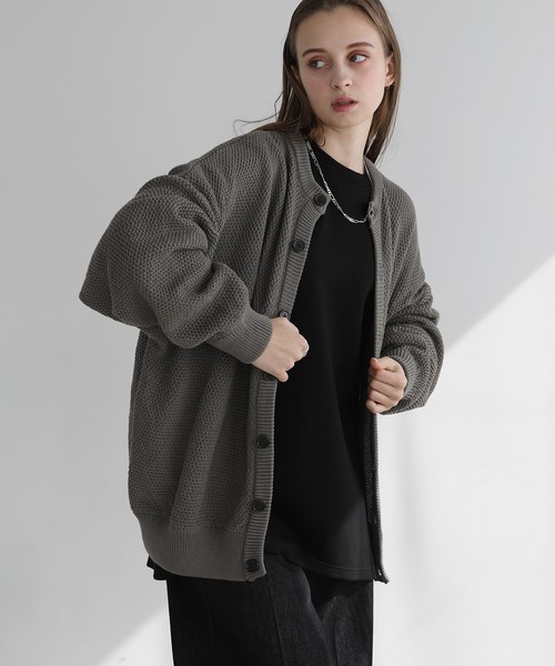 「LILL」 ニットカーディガン M ブラック メンズ_画像6