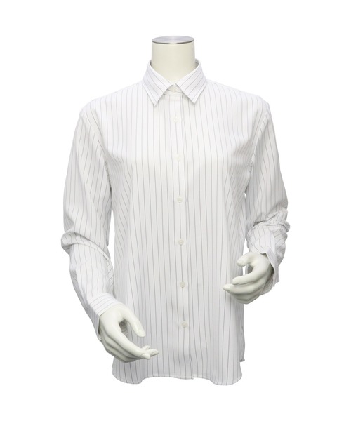 「TOKYO SHIRTS」 長袖シャツ LL ホワイト レディース_画像4