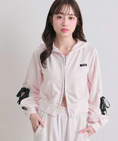 OLIVE des OLIVE（オリーブデオリーブ） パーカー 袖レースアップ