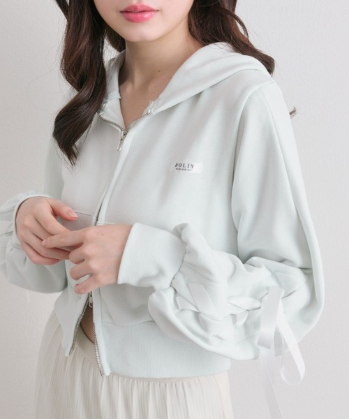 OLIVE des OLIVE（オリーブデオリーブ） パーカー 袖レースアップ