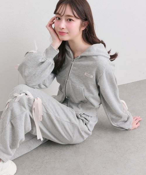 DIVIDED STATES OF Olive グレーパーカー OLIVE des OLIVE（オリーブデオリーブ） パーカー 「WEB限定」袖レース