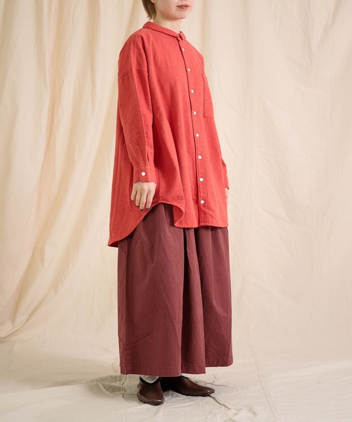 「Brocante」 長袖ネルシャツ 2 レッド レディース_画像4