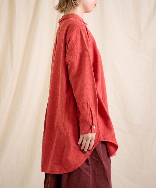 「Brocante」 長袖ネルシャツ 2 レッド レディース_画像6