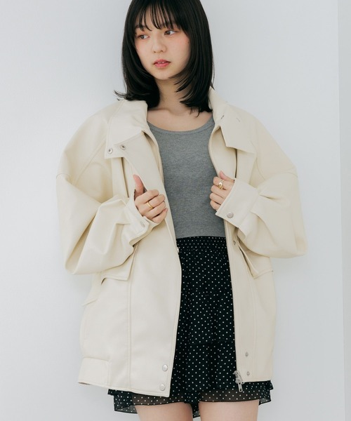 Heather（ヘザー） ブルゾン アウター フェイクレザーBIGライダース