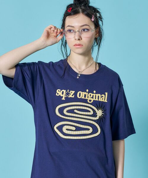 慈雨　センソユニコ　パッチワーク　サークル柄　変形　カットソー　Tシャツ　日本製 SEQUENZE tシャツ WEB限定 / パッチワーク ぐるぐるワッペン半袖T