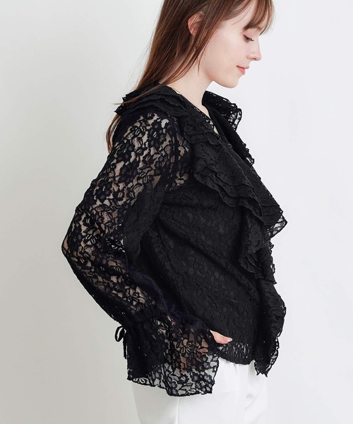 PICCIN PERLA ブラウス シャツ レースフリルブラウス レディース
