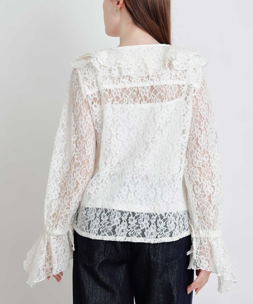PICCIN PERLA ブラウス シャツ レースフリルブラウス レディース