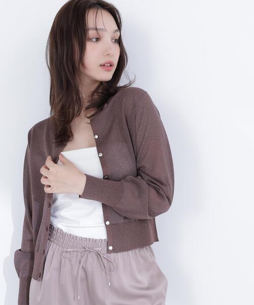 カーディガン 「Oggi.jp掲載」ラメシアーベーシックカーディガン レディースの画像