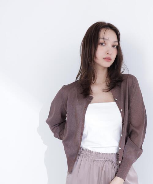 カーディガン 「Oggi.jp掲載」ラメシアーベーシックカーディガン レディースの画像