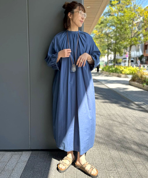 journal standard luxeジャーナルスタンダード ラックス シャンブレースタンドカラーチュニックロングシャツ ワンピース【フリー】【LSHA81001】 CLシャンブレー スタンドカラーシャツ（シャツ／ブラウス）｜journal
