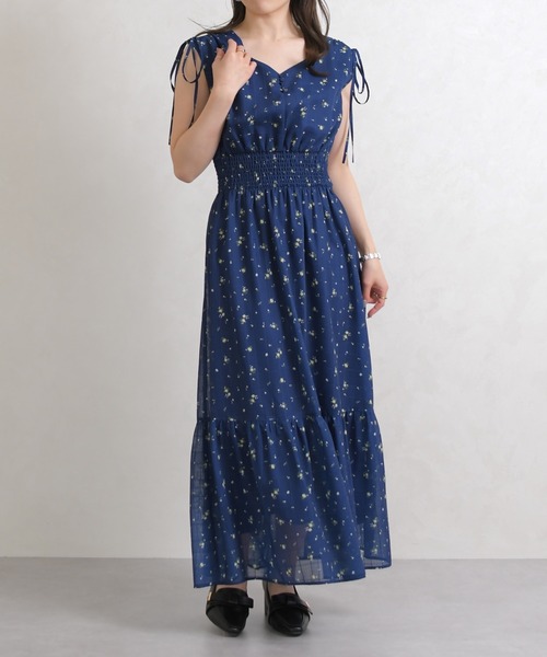 DANAPARIS♡モノトーン 花柄 ノースリーブマキシワンピース11号 31 Sons de mode（トランテアン ソン ドゥ モード） ワンピース 花柄
