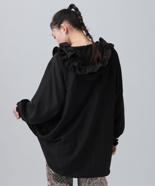 美品♡GIVENCHYラッフル カシュクール風 カットソー ブラック 36 黒 ブラウス 上品 Vネック カシュクール プルオーバー 長袖 サテンシャツ