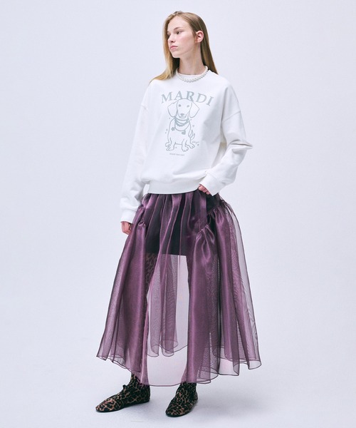 「Mardi Mercredi」 スウェットカットソー FREE ホワイト×グレー レディース_画像2
