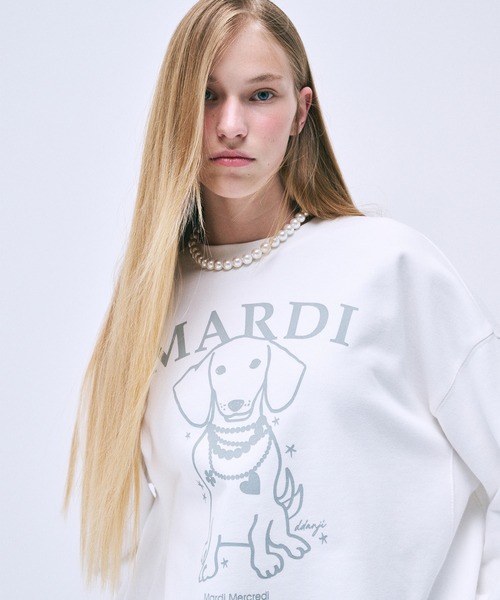 「Mardi Mercredi」 スウェットカットソー FREE ホワイト×グレー レディース_画像3