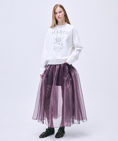 「Mardi Mercredi」 スウェットカットソー FREE ホワイト×グレー レディース_画像5