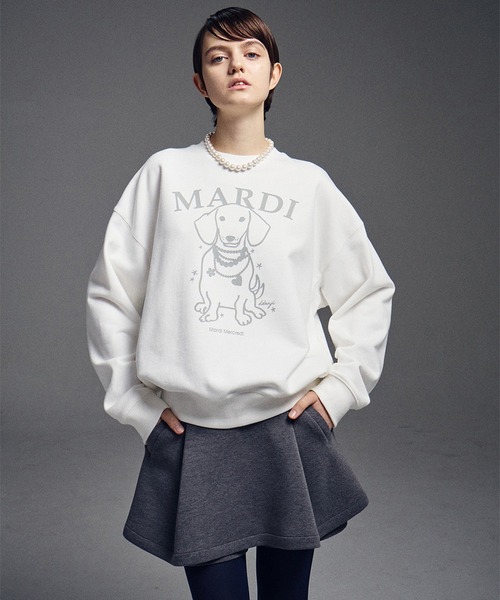 「Mardi Mercredi」 スウェットカットソー FREE ホワイト×グレー レディース_画像6
