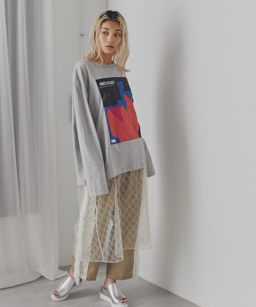 「OKIRAKU」 「ROSE BUD」長袖ワンピース FREE グレー レディース_画像9