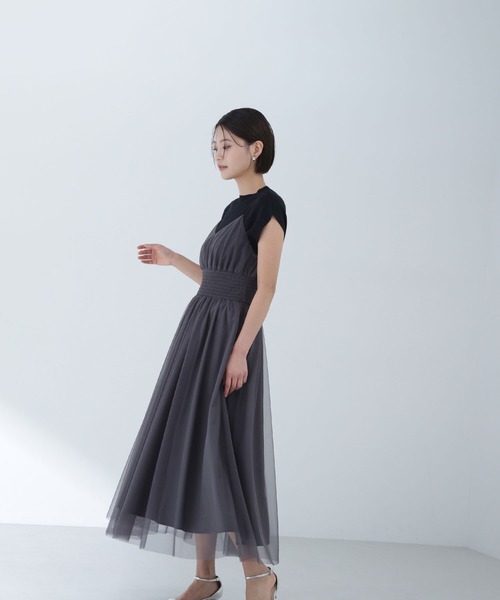 「NATURAL BEAUTY BASIC」 キャミソールワンピース MEDIUM チャコールグレー レディース_画像5