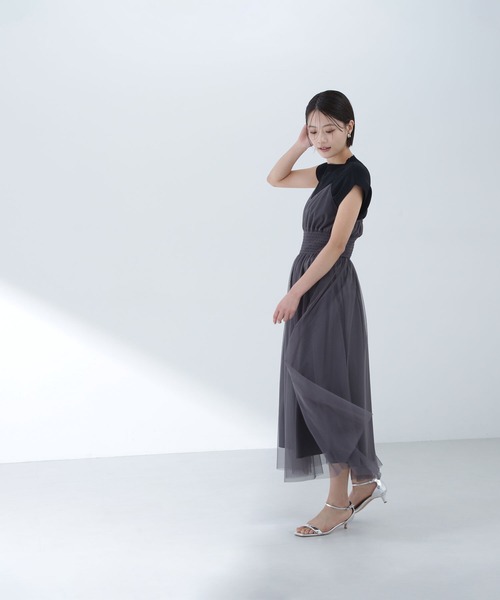 「NATURAL BEAUTY BASIC」 キャミソールワンピース MEDIUM チャコールグレー レディース_画像9