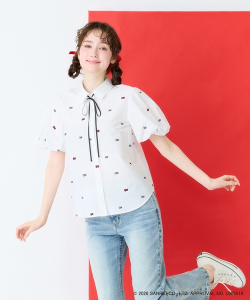 Jolly Poupee ブラウス シャツ 夏 半袖 「HELLO KITTY」ハローキティ