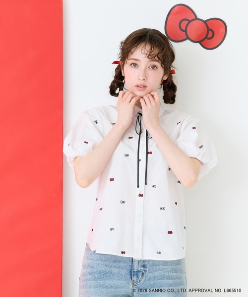 Jolly Poupee ブラウス シャツ 夏 半袖 「HELLO KITTY」ハローキティ