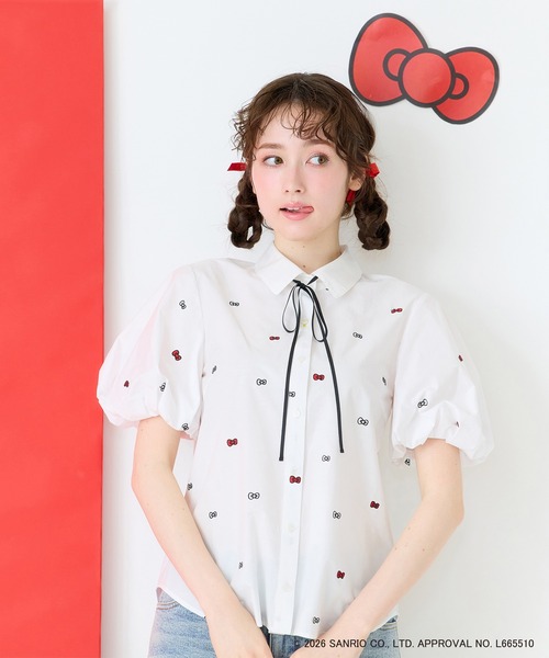 Jolly Poupee ブラウス シャツ 夏 半袖 「HELLO KITTY」ハローキティ