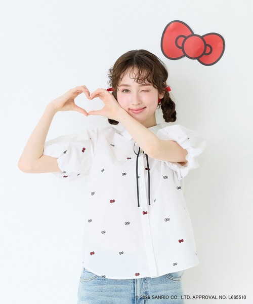 Jolly Poupee ブラウス シャツ 夏 半袖 「HELLO KITTY」ハローキティ