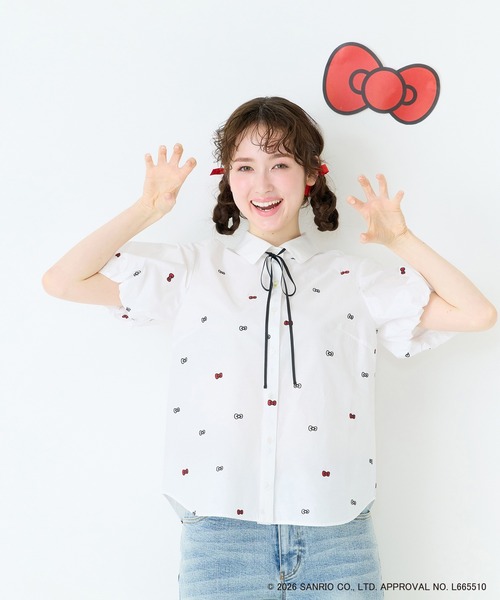 Jolly Poupee ブラウス シャツ 夏 半袖 「HELLO KITTY」ハローキティ