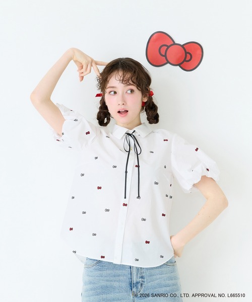 Jolly Poupee ブラウス シャツ 夏 半袖 「HELLO KITTY」ハローキティ