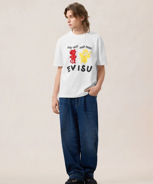 EVISU（エヴィス） tシャツ EJ， RIDE FAST PRAY HARD S/S TEE メンズ