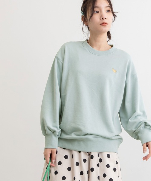 「POU DOU DOU」 スウェットカットソー 3 イエロー×グリーン レディース_画像2