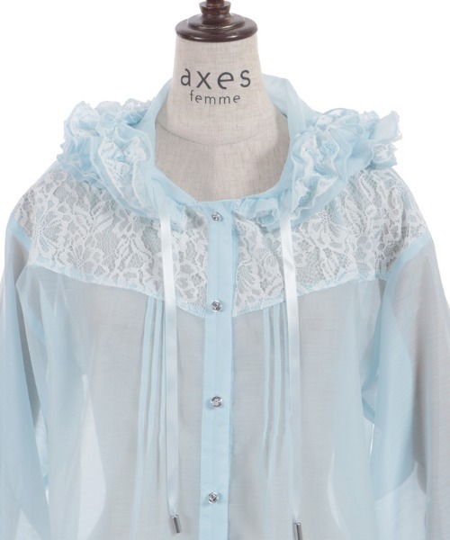 axes femme（アクシーズ ファム） ブラウス シャツ フリルフードシアー